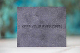 POS wooden display KEEP YOUR EYES OPEN